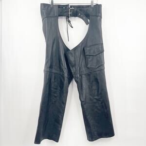 MOB Hand-tooled Leather Chaps Biker Black Horse Riding Size Extra Large USA Made